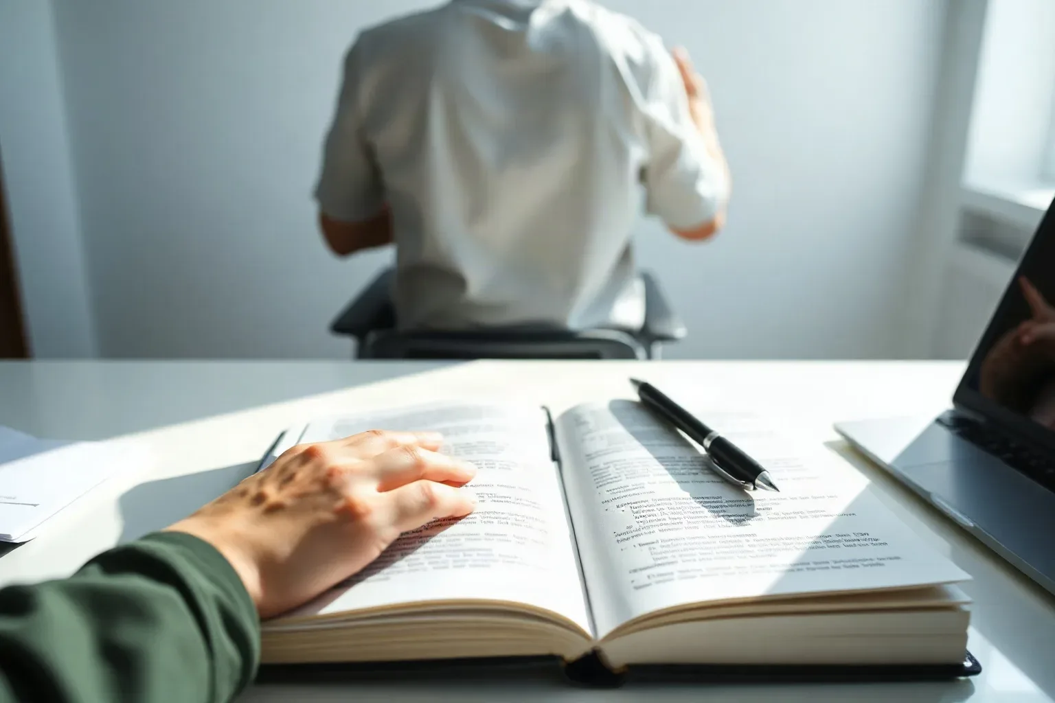 An open notebook with an uncapped pen resting on a strategy desk