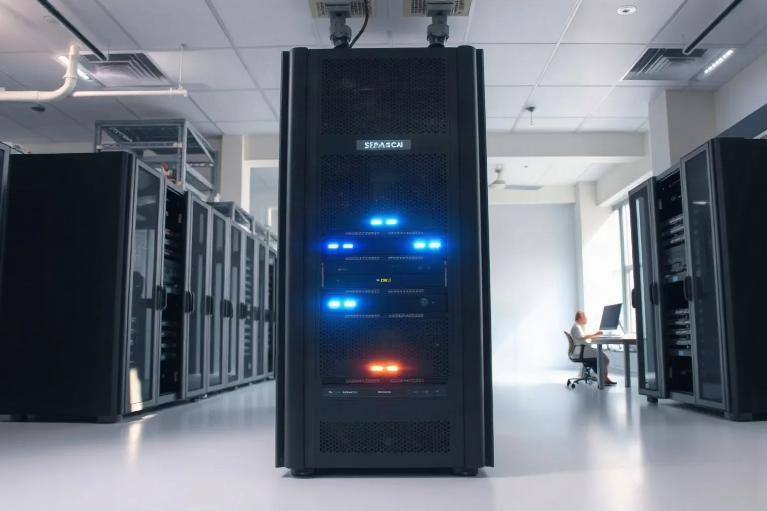 A server rack in a SaaS company's back office